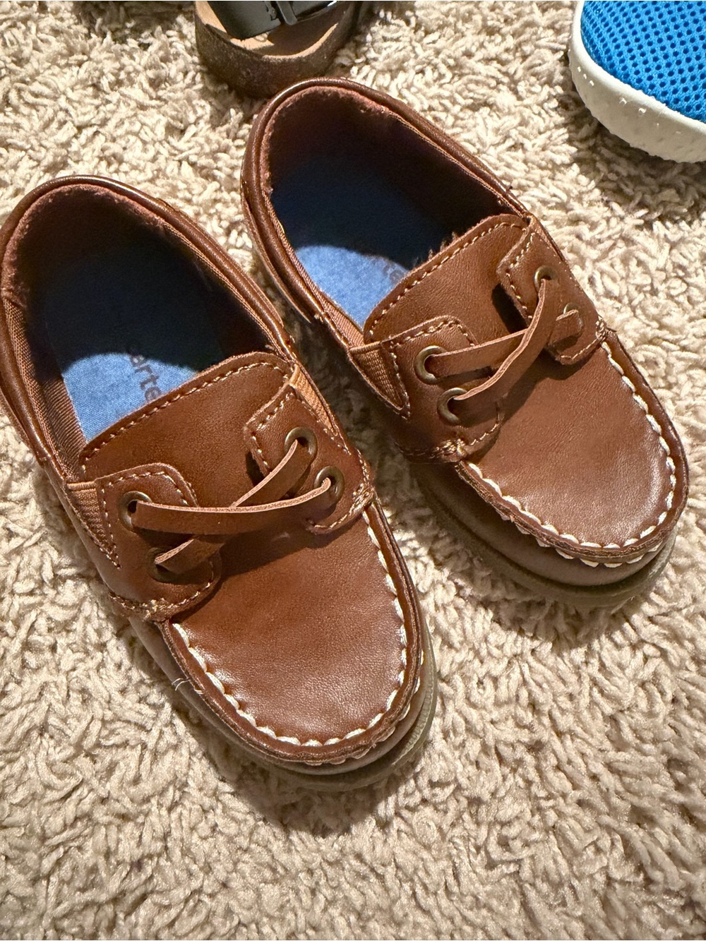 Toddler dress shoes Brown Leather-Style Boat Shoes size 7